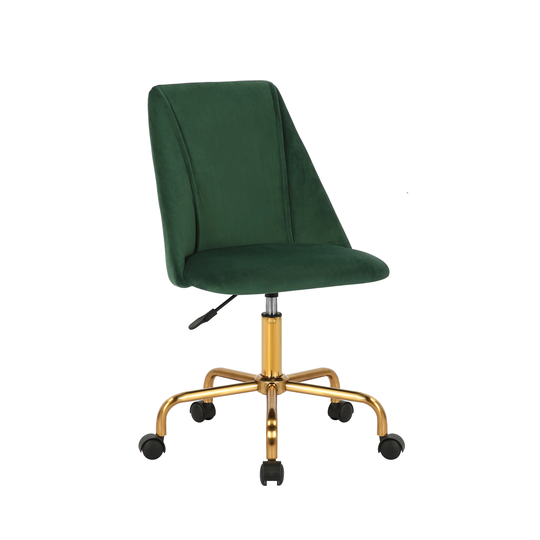 Porthos Home Caia Armless Office Chair, Velvet, Gold Metal Legs