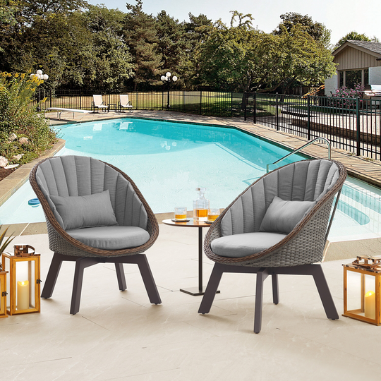 Art Leon Patio Swivel Barrel Chair with Cushion (Set of 2)