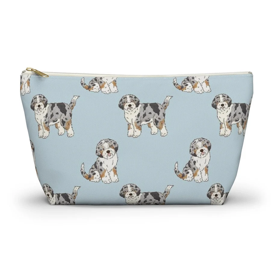 Aussiedoodle Pouch, Pencil Case, Dog Custom Teacher Bridesmaid Cosmetic Bag, Doodle Mom Zipper Makeup Accessory Pouch