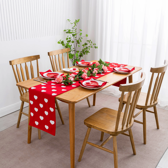 Valentines Day Embroidery Hearts Table Runner