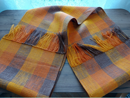 Vintage Unused Long Woven Linen Table Runner, Dressing, Topper, Stripe, Scarf, Mid Decor, Fall Runner | E8