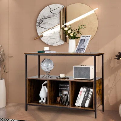 17 Stories Sideboard Buffet Table W/storage Cabinet & Shelves, Industrial Microwave Oven Stand, Coffee Bar Station, Stationary Kitchen Island Cart