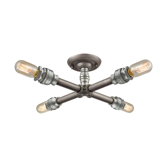 Elk Cast Iron Pipe 4-light LED Semi Flush