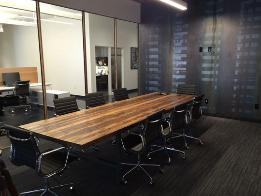 Wood Dining Table Or Conference Table With Brooklyn Steel Base & 2.5" Thick Top-Choose Leg Style, Color, Size, Wood Thickness/Finish