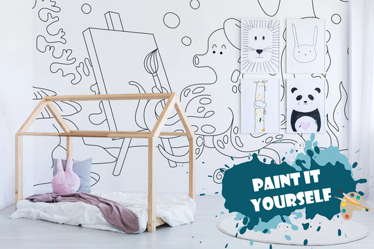 Octopus Removable Coloring Wallpaper/Peel & Stick Coloring Wallpaper Paint It Yourself Series