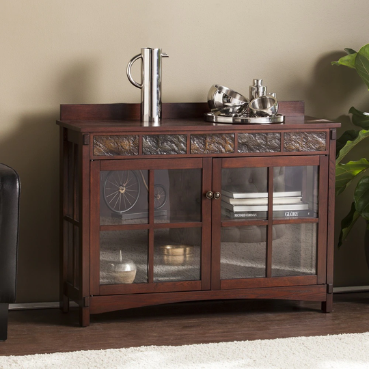 SEI Furniture Waverly Mission Faux Slate Sideboard and Display Curio