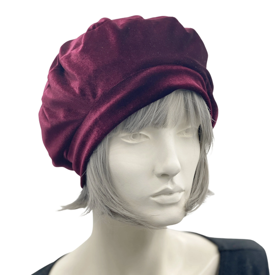 Beret Hats For Women, Burgundy Velvet French Beret, Or Choose Your Color, Satin Lined Winter Hat, Chemo Headwear