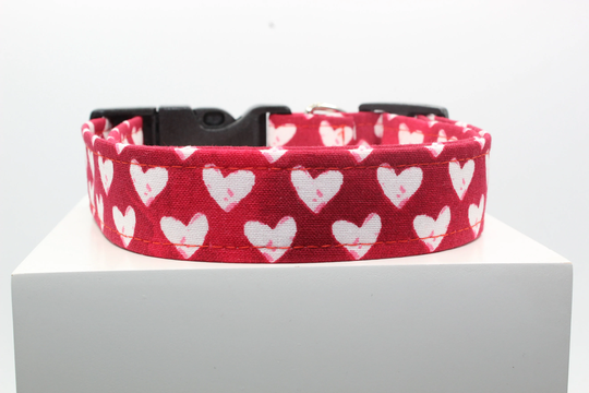 Dearlove Dog Collar, Custom Fabric Print Collart, Handmade St. Valentine Dog Collars