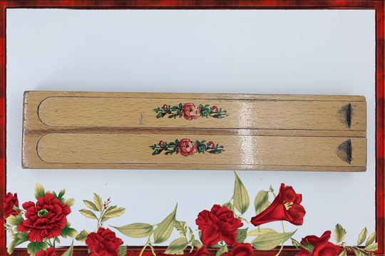 Vintage Retro Finnish Wooden Three Compartments Pen & Pencil Box
