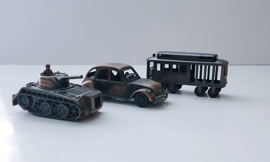 Vintage Pencil Sharpener Metal Military Vehicle Volkswagen Die Cast Trolley Car