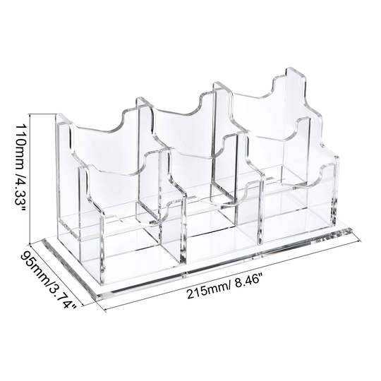 Business Card Holder Acrylic 6 Slots Desktop Card Display Stand Clear