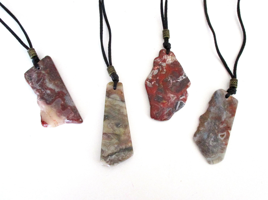 Multi Color Crazy Lace Agate Natural Gemstone Freeform Shape Slab/Slice Energy Pendants Necklace. Es351-J/K L P