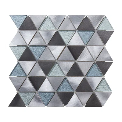Black Gray Modern Pattern Metal Aluminum Crystal Glass Blended Triangle Mosaic Sheet Tile By Modket