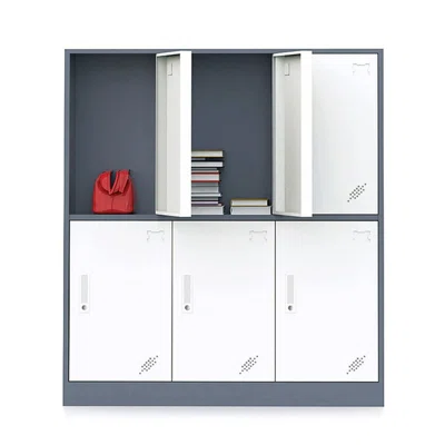 6 Doors Metal Storage Cabinet With Card Slot, Organizer,shoes And Bags Steel Locker For Office, Home, Bank, School, Gym (coffee)