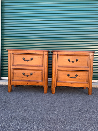 Huge Pair Of 2 Pine End Tables Nightstands Bed Side Rustic Log Cabin Farmhouse