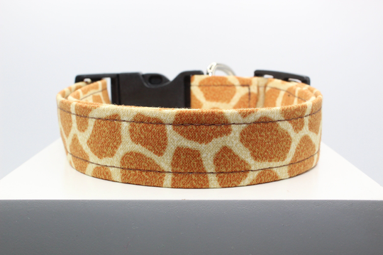 Giraffe Print Dog Collar, Handmade Custom Fabric Dog Collars, Collars For Dogs