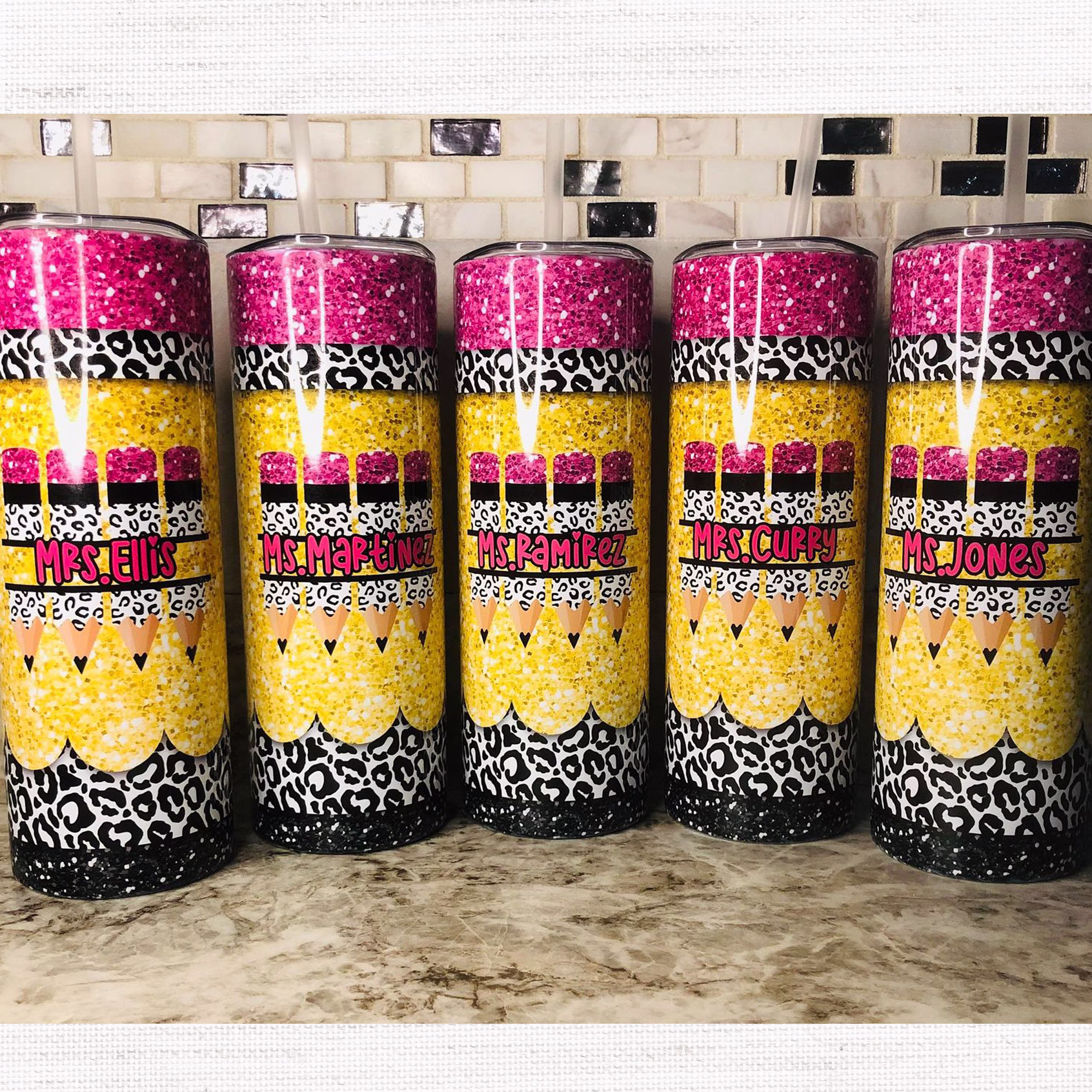 Teacher Tumbler Set, Gift Back To School, Pencil Tumbler, Design 17