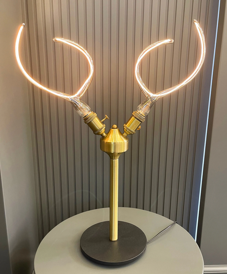 Horn Shaped Led Bulb Table Lamps, Home Decor Handmade Brass Light, Art Deco Housewarming Gift, Vintage Design Desk Lighting