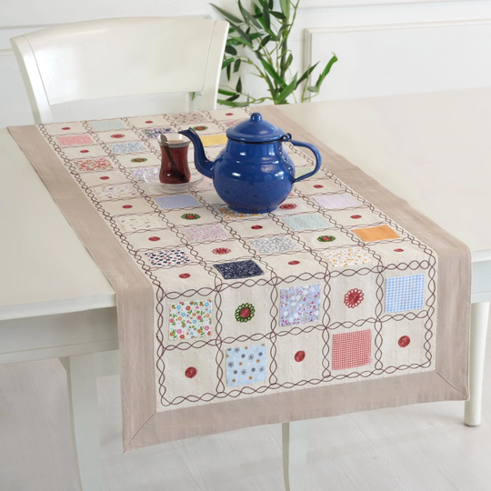 Patch Table Runner, 100% Cotton, Holiday Home Decor, Farmhouse Rustic Housewarming Gift, Boho Decor