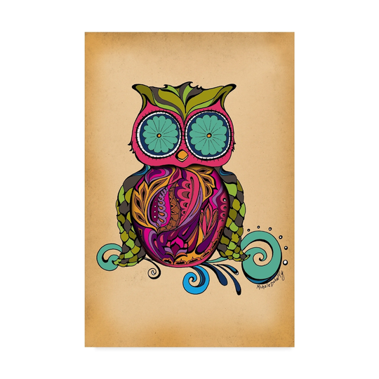 Green Girl Canvas 'Owl Beige' Canvas Art - Multi-color