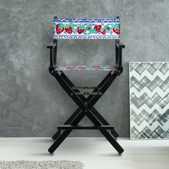 24" Director's Chair Black Frame-Strawberry Park - 23"W x 19"D x 39.5"H