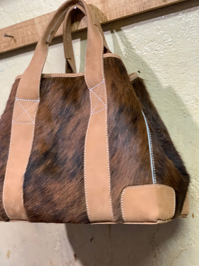 Hairly Leather Tote/Leathertote With Zipper & Pocket Laptop Bag Work Student Bag /Brown Handbagfree Home Delivery