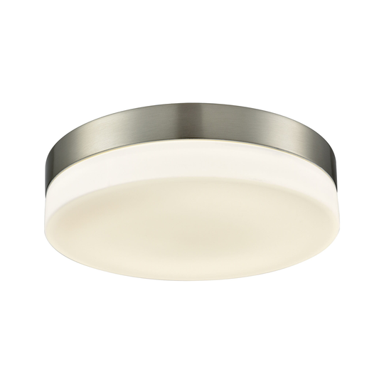 Alico Holmby Large 1-light Round Flush Mount in Satin Nickel with Opal Glass