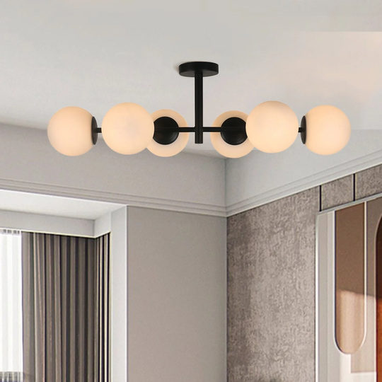 Modern 6-Light 36" Glass Semi Flush Mount Light - 35*6*10.6