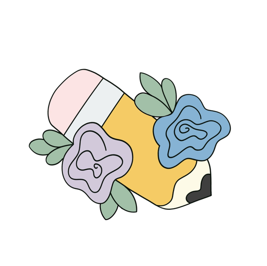 Pencil With Flowers & Branches Cookie Cutter