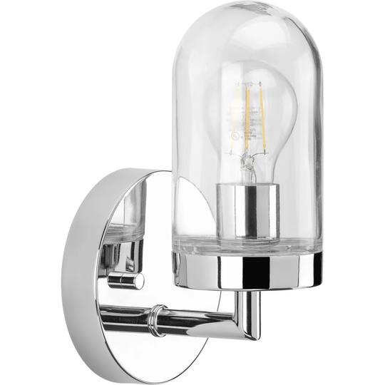 Signal Collection 1-Light Polished Chrome Clear Glass Coastal Bath Vanity Light