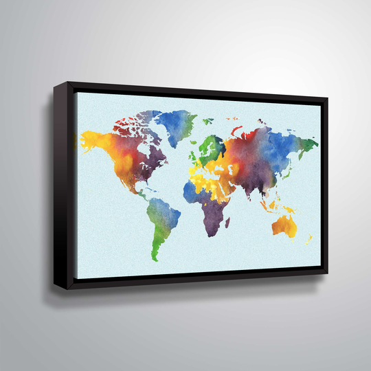 Vivid colors world map by Irina Sztukowski Gallery Wrapped Floater-framed Canvas