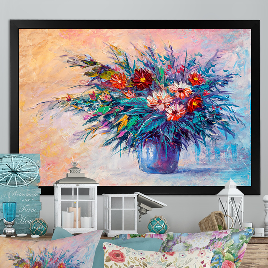 Designart 'Still Life Color Full Marguerite Bouquet II' Traditional Framed Wall Decor