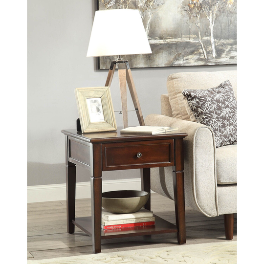 Coffee Table Rectangular Leg Table W/Lift Top (Faux Drawer) in Walnut