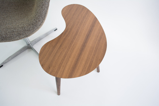 Mid-Century Modern Side Table - Walnut Kidney Bean Mini Version