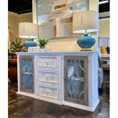 Romanowski 70'' Wide 3-Drawer Pine Solid Wood Sideboard