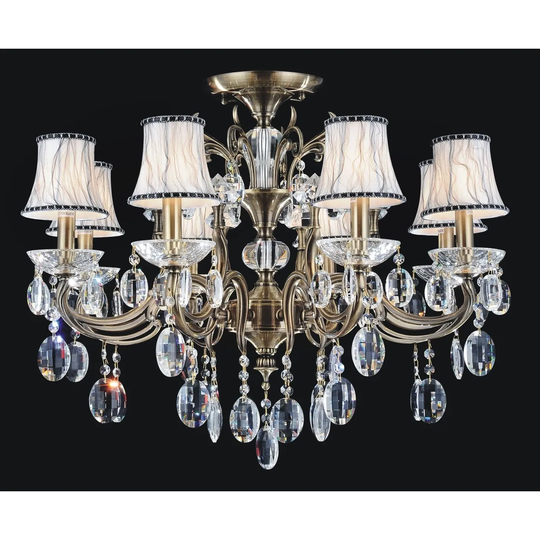 8 Light Flush Mount with Antique Brass Finish