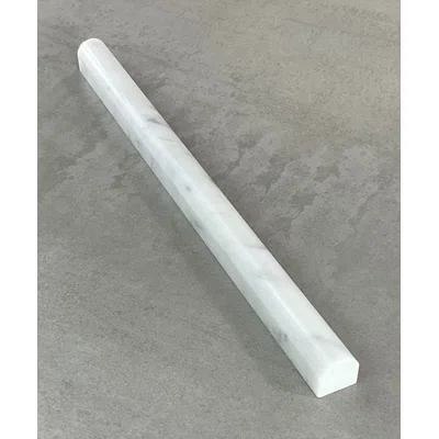 12" x 0.75" Polished Marble Pencil Liner Tile Trim in White Carrara