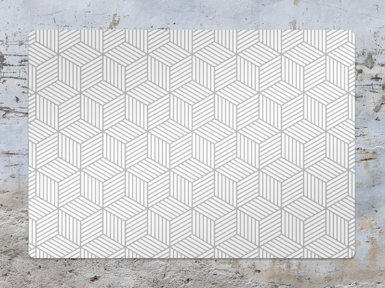 Geometric Cube Gray Chair Mat, Vinyl Floor White Protective Illusion Splat Pad, Office Room Rug, Gift Idea