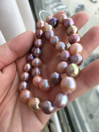 Natural Rainbow Color Nuclear Pearl Strand, Amazing Multi-Color Baroque Edison With Metallic Color, Nucleated Pearls, Atg319