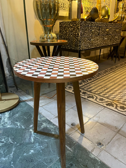 3 Legged Round Table, Mid Century, Round Coffee Living Room Furniture, Luxury Table For Pot, Low Chess Style Table