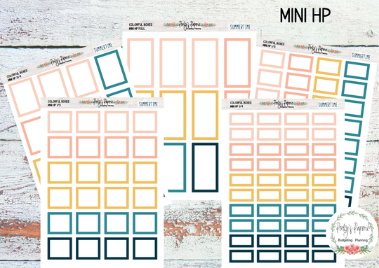 Summertime Mini Hp Vertical Colorful Planner Boxes | Functional Stickers Budget Box