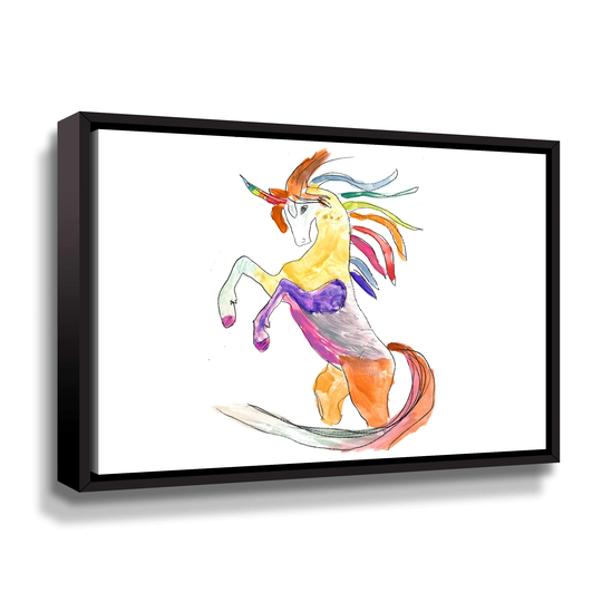 The Colorful Rainbow Fantasy Unicorn Gallery Wrapped Floater-framed Canvas