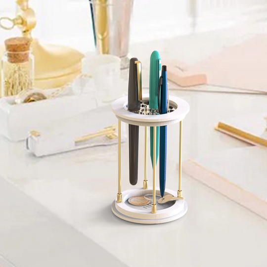 White Pen Holder, Wood Cup, Pencil Holder, Holder For Desk
