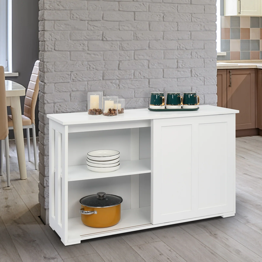 Double Sliding Door Sideboard Porch Cabinet White