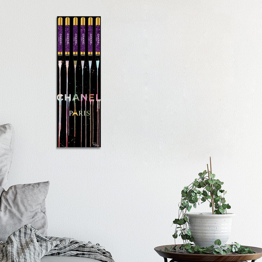 iCanvas "Fashion Drips Colorful Lip Pencils On Black" by Pomaikai Barron Canvas Print
