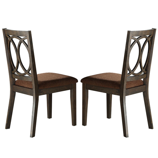 Set of 2 Upholstered Arm Chair in Brown and Espresso Finish