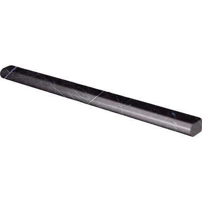 Nero Marquina 12" x 0.5" Polished Marble Pencil Liner Tile Trim in Black/White
