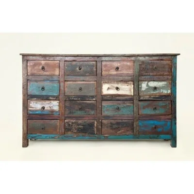 60'' Wide 16 Drawer Mango Solid Wood Sideboard