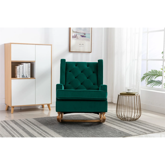 Comfortable Tufted Rocking Upholstered Seat Cushion Accent Chair