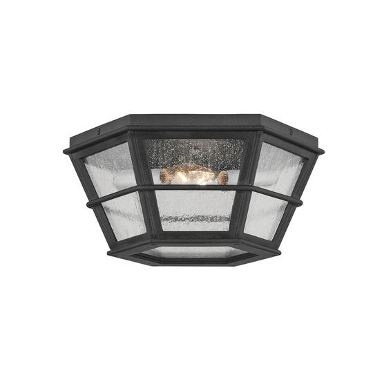 Lake County by Mark D. Sikes - 2 Light Flush Mount - French Iron Frame - Clear Seeded Glass